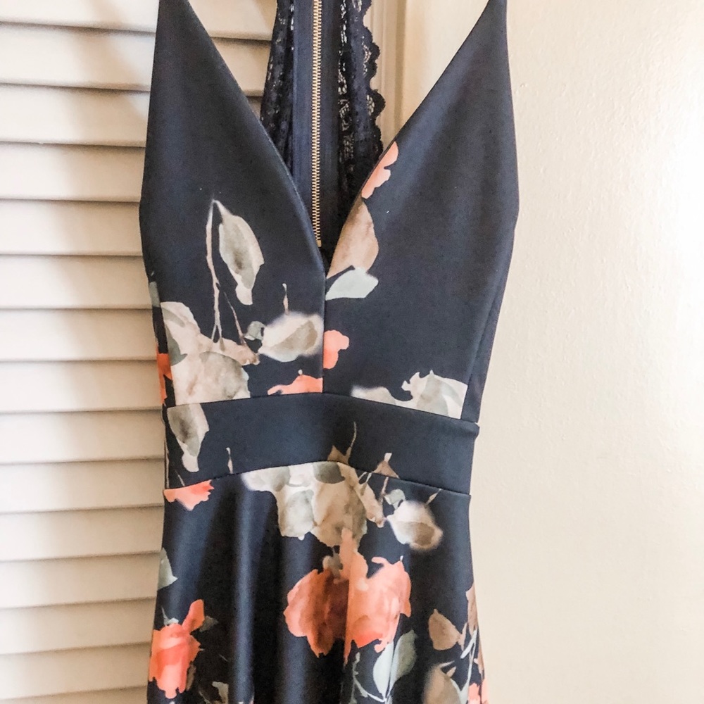 Navy high low lace back